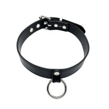 Belt Leather O Ring Collar Locking BDSM Fetish Fashion Gear